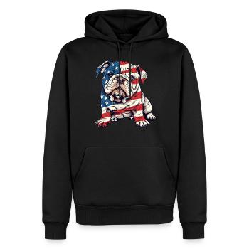 Bulldog Dog 4th of July American Flag Gifts - Men’s Premium Organic Hoodie - black - Front - Nico (187cm)