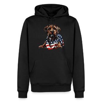 Border Terrier Dog 4th of July American Flag Gifts - Men’s Premium Organic Hoodie - black - Front - Nico (187cm)