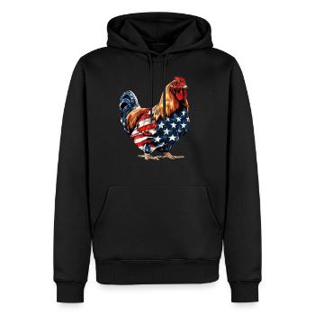 Poulet Drapeau Américain 4 Juillet Poulet Cadeaux - Sweat à capuche Premium bio Homme - noir - Devant - Nico (187cm)
