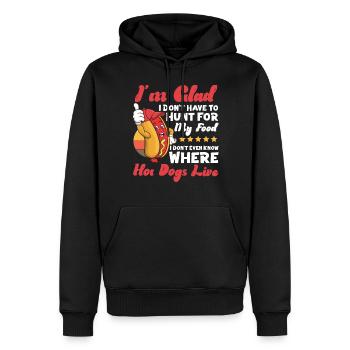 Hot Dog Adult I'm Glad I Don't - Männer Premium Bio Hoodie - Schwarz - Vorne - Nico (187cm)