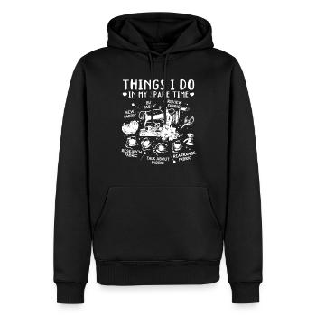 Couture Choses que je fais pendant mon temps libre - Couture - Sweat à capuche Premium bio Homme - noir - Devant - Nico (187cm)
