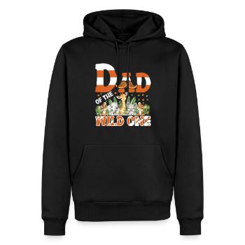 Papa Of The Wild Un Anniversaire Zoo Thème Safari - Sweat à capuche Premium bio Homme - noir - Devant - Nico (187cm)