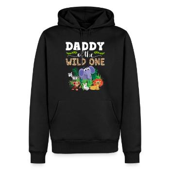 Papa Of The Wild Un Anniversaire Zoo Thème Safari - Sweat à capuche Premium bio Homme - noir - Devant - Nico (187cm)