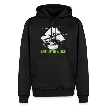 Drôle de bonsaï anatomie de la plante japonaise - Sweat à capuche Premium bio Homme - noir - Devant - Nico (187cm)