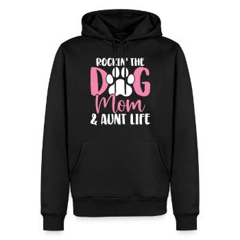 Rockin Le Chien Maman Et Tante Vie Drôles Chiens - Sweat à capuche Premium bio Homme - noir - Devant - Nico (187cm)