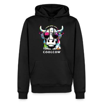 VACHE FRAÎCHE - Sweat à capuche Premium bio Homme - noir - Devant - Nico (187cm)