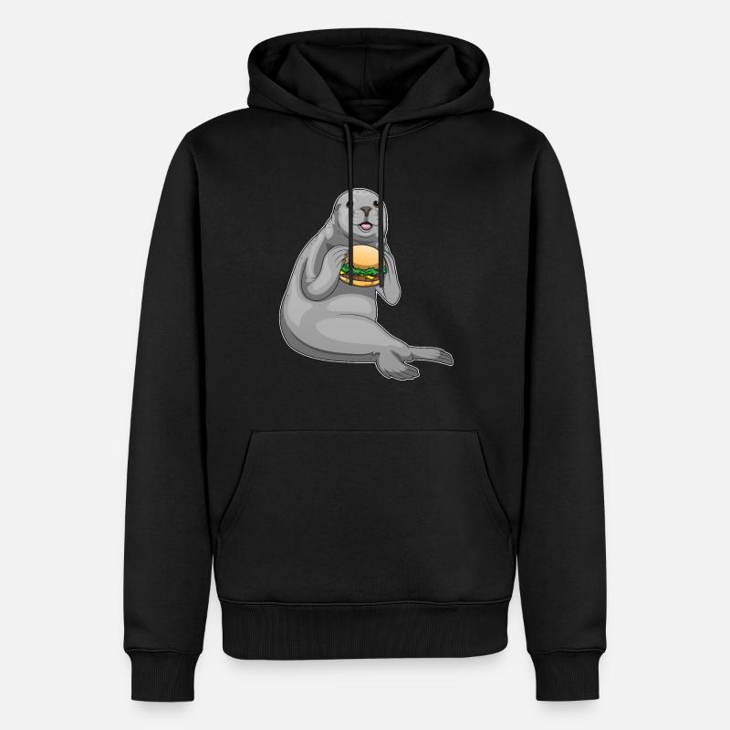 Seehund Burger - Männer Premium Bio Hoodie - Schwarz