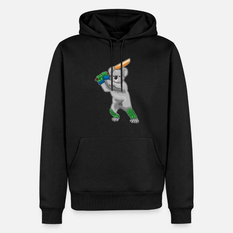 Battes de cricket Koala - Sweat à capuche Premium bio Homme - noir