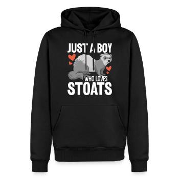 Juste un garçon qui aime les drôles de belettes à queue courte - Sweat à capuche Premium bio Homme - noir - Devant - Nico (187cm)