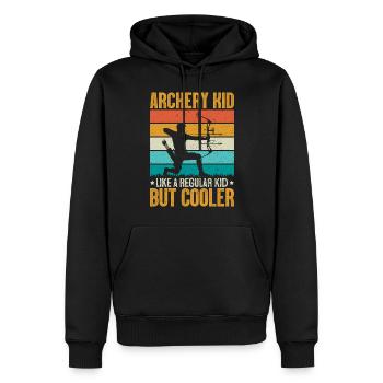 Tir à l’arc Kid Funny Definition Flèche de tir à l’arc rétro - Sweat à capuche Premium bio Homme - noir - Devant - Nico (187cm)