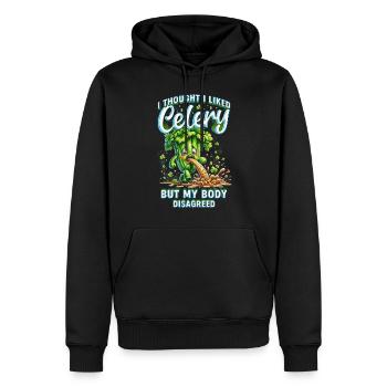 Allergie au céleri Je pensais que j’aimais le céleri - Sweat à capuche Premium bio Homme - noir - Devant - Nico (187cm)