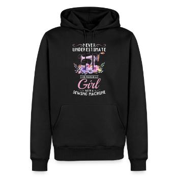 Girl with a sewing machine - Sewing Girls Seamstre - Männer Premium Bio Hoodie - Schwarz - Vorne - Nico (187cm)