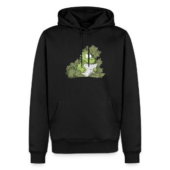 L’humour des dinosaures de la paléontologie - Sweat à capuche Premium bio Homme - noir - Devant - Nico (187cm)