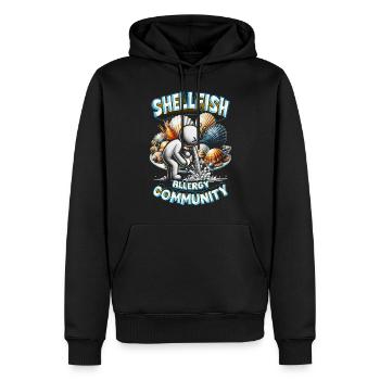 Allergie aux fruits de mer Communauté des allergies aux mollusques et crustacés - Sweat à capuche Premium bio Homme - noir - Devant - Nico (187cm)
