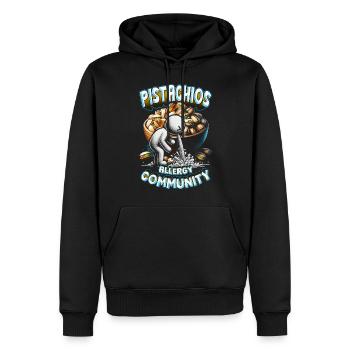 Allergie à la pistache Communauté de l’allergie aux pistaches - Sweat à capuche Premium bio Homme - noir - Devant - Nico (187cm)