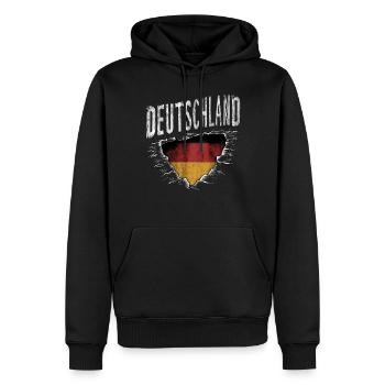 Allemagne Allemand Allemand GER Almanya Alemania - Sweat à capuche Premium bio Homme - noir - Devant - Nico (187cm)