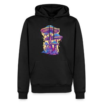 Psychedelic Pilze Magic Mushrooms Festival - Männer Premium Bio Hoodie - Schwarz - Vorne - Nico (187cm)
