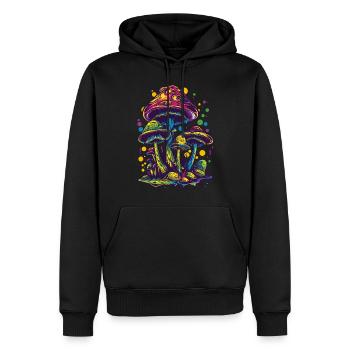 Magic Mushrooms Pilze Psychedelic Festival - Männer Premium Bio Hoodie - Schwarz - Vorne - Nico (187cm)