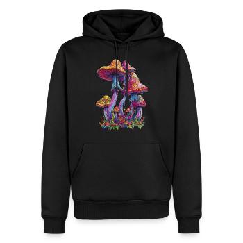 Psychedelic Magic Mushrooms Pilze Festival - Männer Premium Bio Hoodie - Schwarz - Vorne - Nico (187cm)