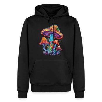 Pilze Psychedelic Magic Mushrooms Festival - Männer Premium Bio Hoodie - Schwarz - Vorne - Nico (187cm)