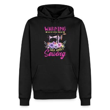 Couture drôle - Avertissement peut parler spontanément - Sweat à capuche Premium bio Homme - noir - Devant - Nico (187cm)