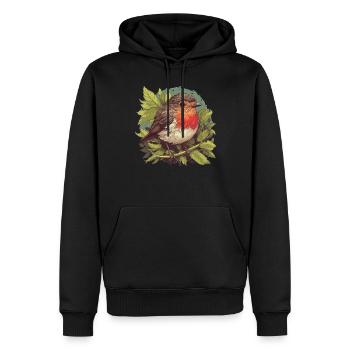 Robin Rotkehlchen - Men’s Premium Organic Hoodie - black - Front - Nico (187cm)