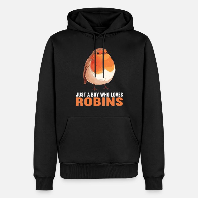 Robin Rotkehlchen - Männer Premium Bio Hoodie - Schwarz