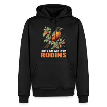 Robin Rotkehlchen - Männer Premium Bio Hoodie - Schwarz - Vorne - Nico (187cm)