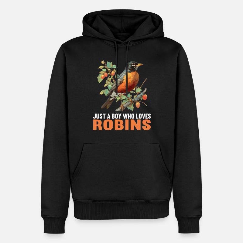Robin Rotkehlchen - Männer Premium Bio Hoodie - Schwarz