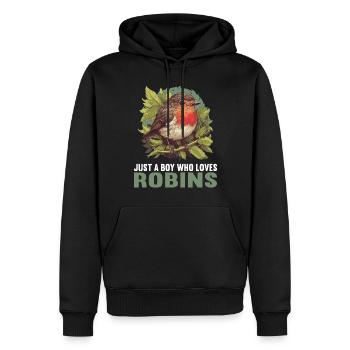Robin Rotkehlchen - Männer Premium Bio Hoodie - Schwarz - Vorne - Nico (187cm)