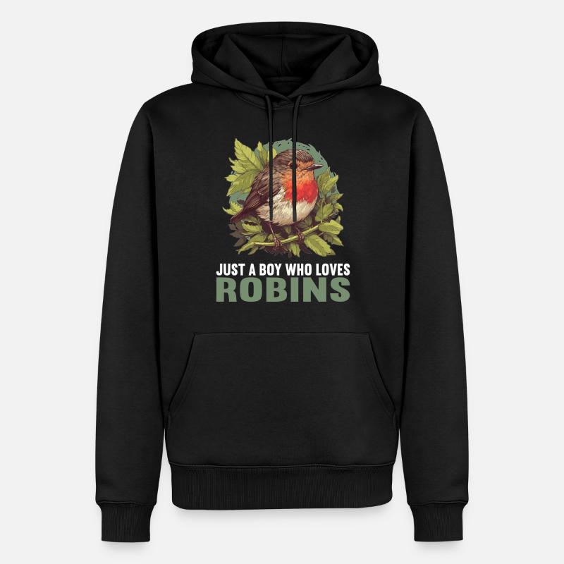 Robin Rotkehlchen - Männer Premium Bio Hoodie - Schwarz