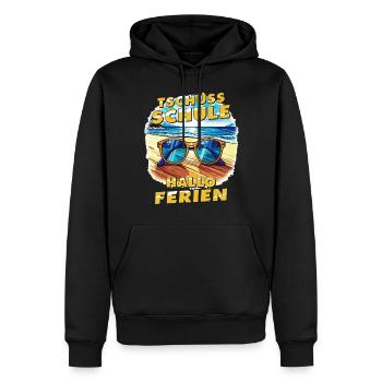 GOODBYE SCHOOL HELLO HOLIDAYS - Men’s Premium Organic Hoodie - black - Front - Nico (187cm)