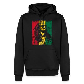 Rastaman Sonnebrille Reggae Dreadlocks Ghana - Männer Premium Bio Hoodie - Schwarz - Vorne - Nico (187cm)