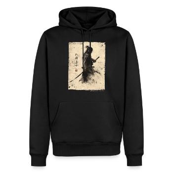 Samurai Fighter - Japanese Ukiyo-e Artwork - Men’s Premium Organic Hoodie - black - Front - Nico (187cm)