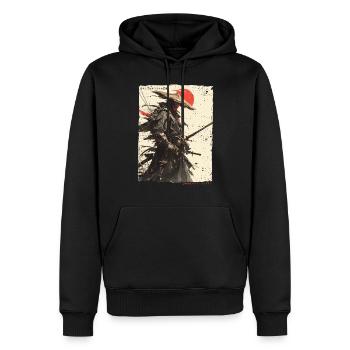 Samurai Fighter - Japanese Ukiyo-e Artwork - Men’s Premium Organic Hoodie - black - Front - Nico (187cm)