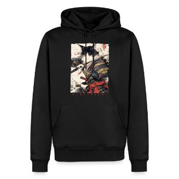 Chat samouraï Kawaii Chat ninja japonais - Sweat à capuche Premium bio Homme - noir - Devant - Nico (187cm)