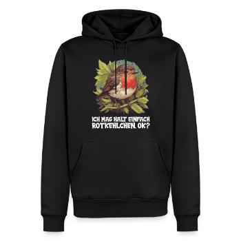 Robin Rotkehlchen - Männer Premium Bio Hoodie - Schwarz - Vorne - Nico (187cm)