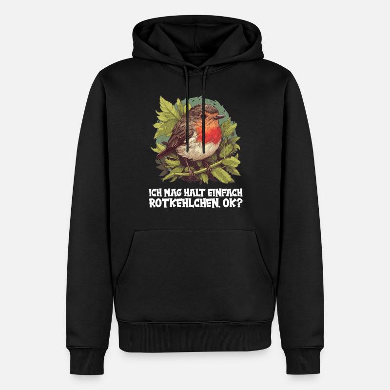 Robin Rotkehlchen - Männer Premium Bio Hoodie - Schwarz