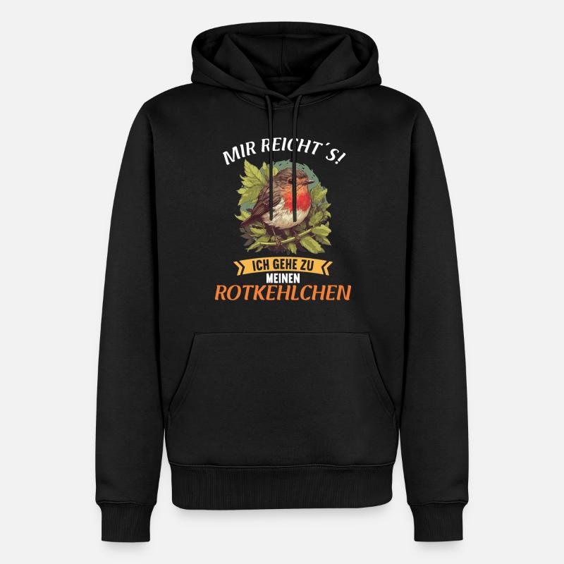 Robin Rotkehlchen - Männer Premium Bio Hoodie - Schwarz