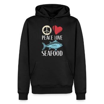 Cadeau pour les amateurs de fruits de mer - Sweat à capuche Premium bio Homme - noir - Devant - Nico (187cm)
