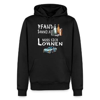 PFAND SAMMELN MUSS SICH LOHNEN - Männer Premium Bio Hoodie - Schwarz - Vorne - Nico (187cm)