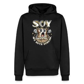 Soy Allergy Soy Sees Me We Both Scream - Men’s Premium Organic Hoodie - black - Front - Nico (187cm)