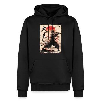 Chat samouraï Kawaii Chat ninja japonais - Sweat à capuche Premium bio Homme - noir - Devant - Nico (187cm)