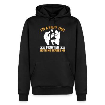 Muay Thai - Je suis un combattant de Muay Thai, rien ne fait peur - Sweat à capuche Premium bio Homme - noir - Devant - Nico (187cm)