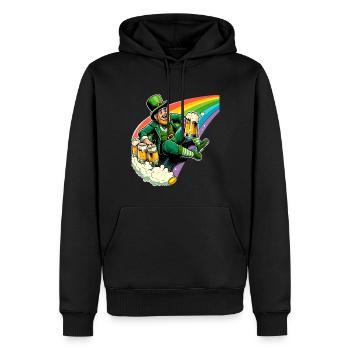 Leprechaun (Leprechaun irlandais) sur Rainbow - Sweat à capuche Premium bio Homme - noir - Devant - Nico (187cm)