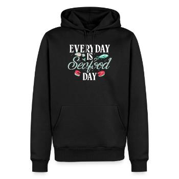 Cadeau pour les amateurs de fruits de mer - Sweat à capuche Premium bio Homme - noir - Devant - Nico (187cm)
