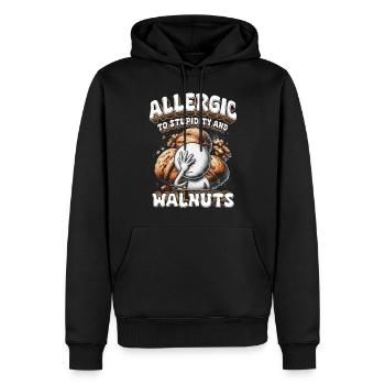 Allergie aux noix allergique à la stupidité et aux noix - Sweat à capuche Premium bio Homme - noir - Devant - Nico (187cm)