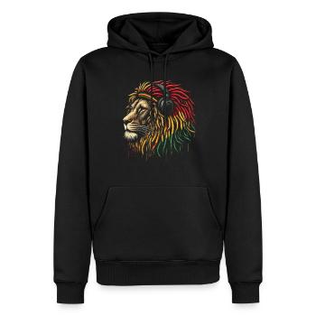 Lion jamaïcain Reggae Root Lion Judah Rasta - Sweat à capuche Premium bio Homme - noir - Devant - Nico (187cm)