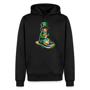 Lutin douillet (Leprechaun irlandais) - Sweat à capuche Premium bio Homme - noir - Devant - Nico (187cm)