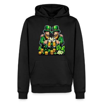 Porter un toast au lutin (lutin irlandais) - Sweat à capuche Premium bio Homme - noir - Devant - Nico (187cm)